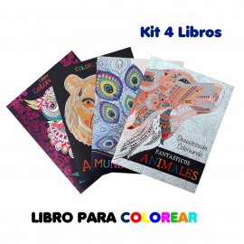 Kit 4 Libros Para Colorear Mundo Animal Diseños