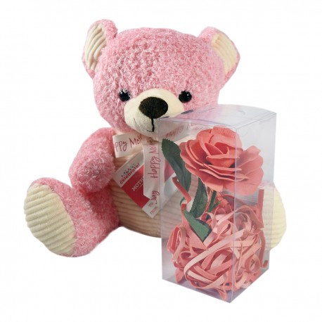 Peluche Diseño Oso + Rosa Con Aroma