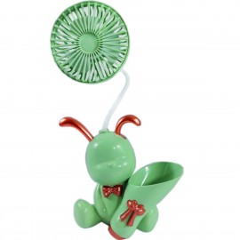 Mini Ventilador De Escritorio Con Lapicero Diseño Oso Verde