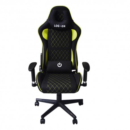 Silla Gamer de Tela Ajustable Negro/Verde Log-On