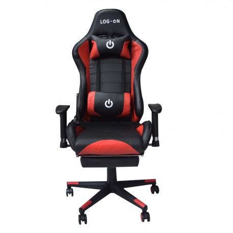 Silla Gamer Ergonómica con Reposa Pies Negro Con Rojo