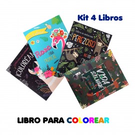 Kit 4 Libros Para Colorear Diseños Mundo Animal