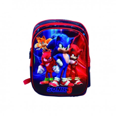 Mochila Escolar Infantil con Luces Lonchera y Lapicera Diseño Sonic